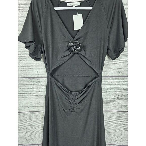 WeWoreWhat Cutout Asymmetric Midi Dress Black Size Medium - Picture 4 of 5